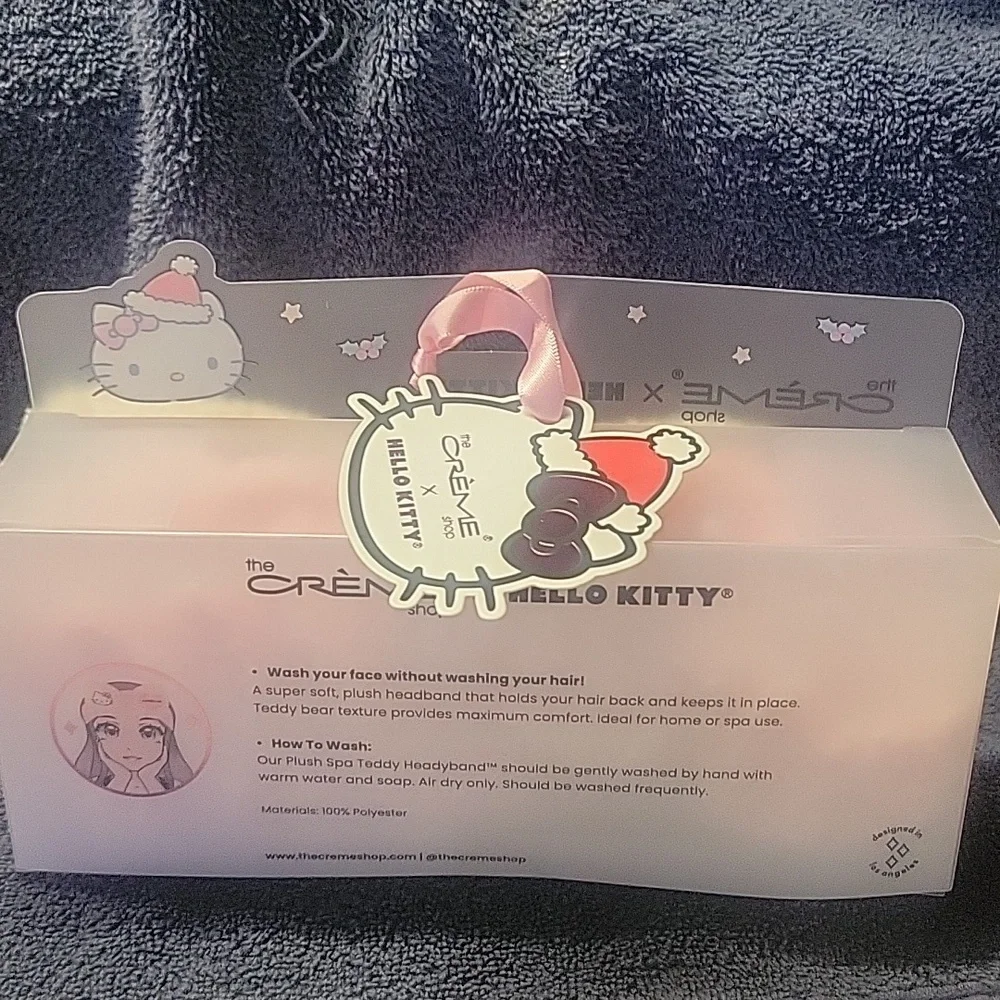 Hello Kitty Pink Plush Slippers and Headband Set. Skippers are size 7/8.